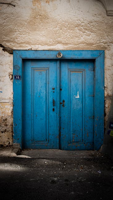 Blue rustic entrance door