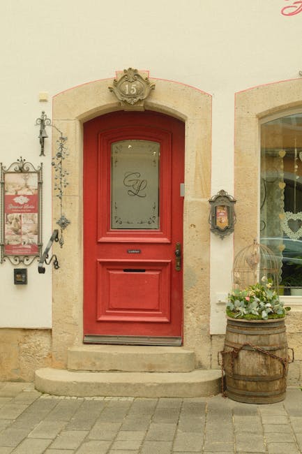 Bold red boutique entrance